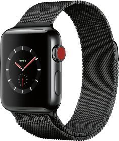 Apple Watch Series 3 (GPS + Cellular) 38mm Space Black Stainless Steel Case with Space Black Milanese Loop - Space Black Stainless Steel