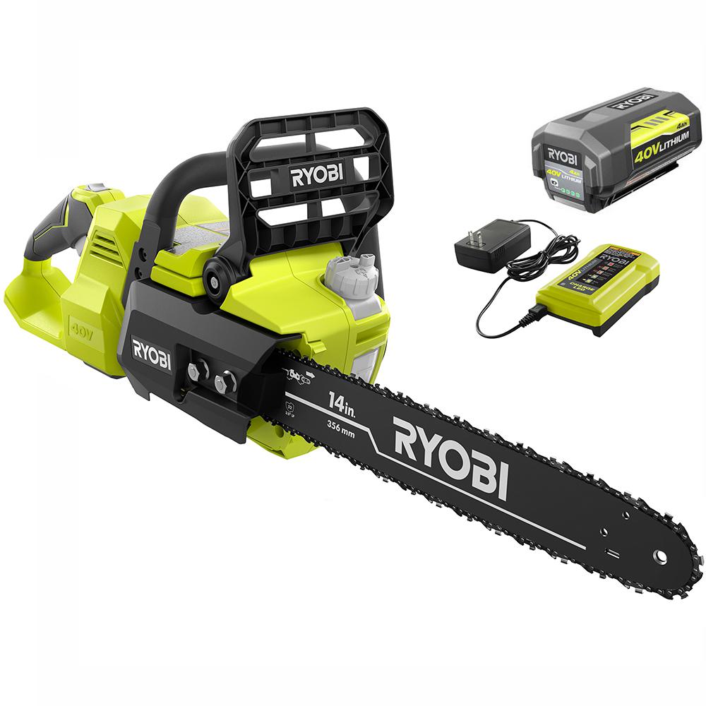 14 in. 40-Volt Brushless Lithium-Ion Cordless Chainsaw, 4 Ah Battery and Charger Included